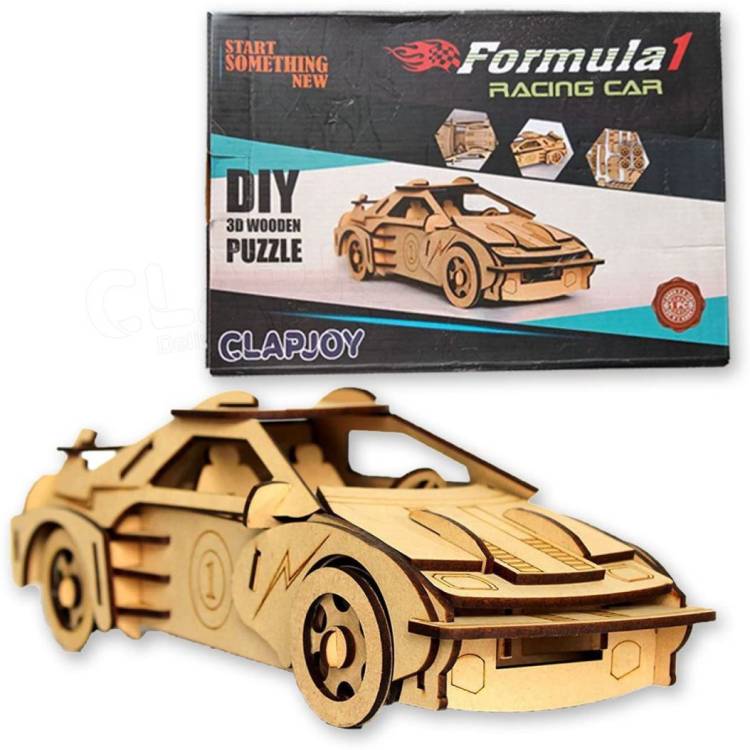 Clapjoy 3D Wooden Puzzle Make Your Own Racing Car