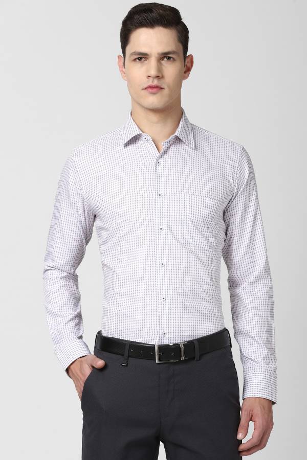 Men Slim Fit Self Design Spread Collar Formal Shirt Price in India