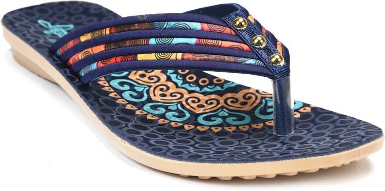 Women PU4039 Blue Flats Sandal Price in India