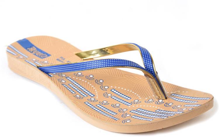 Women PU4036 Beige, Blue Flats Sandal Price in India