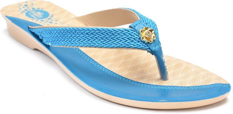 Women PU4034 Blue, Beige Flats Sandal Price in India