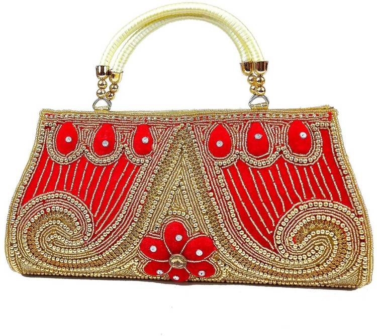 Party Gold, Red  Clutch Price in India