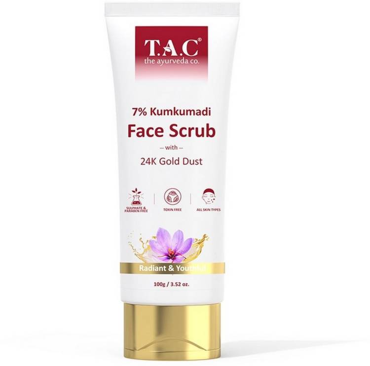 TAC - The Ayurveda Co. 7% Kumkumadi Face Scrub with 24K Gold Dust & Saffron | Exfoliate Dead Skin Scrub Price in India
