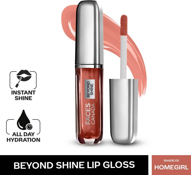 FACES CANADA Beyond Shine Lip Gloss Homegirl 02 Long lasting Hydration Vegan I 3ml Price in India