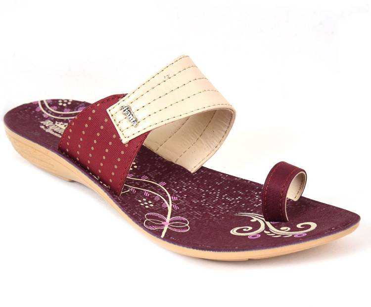 Women PU2012 Brown Flats Sandal Price in India