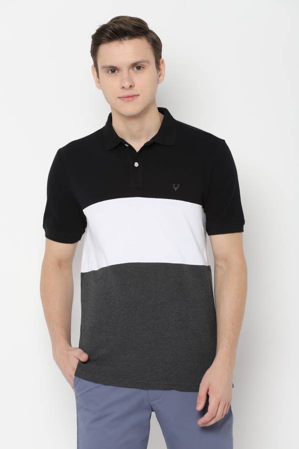 Solid Men Polo Neck Multicolor T-Shirt Price in India