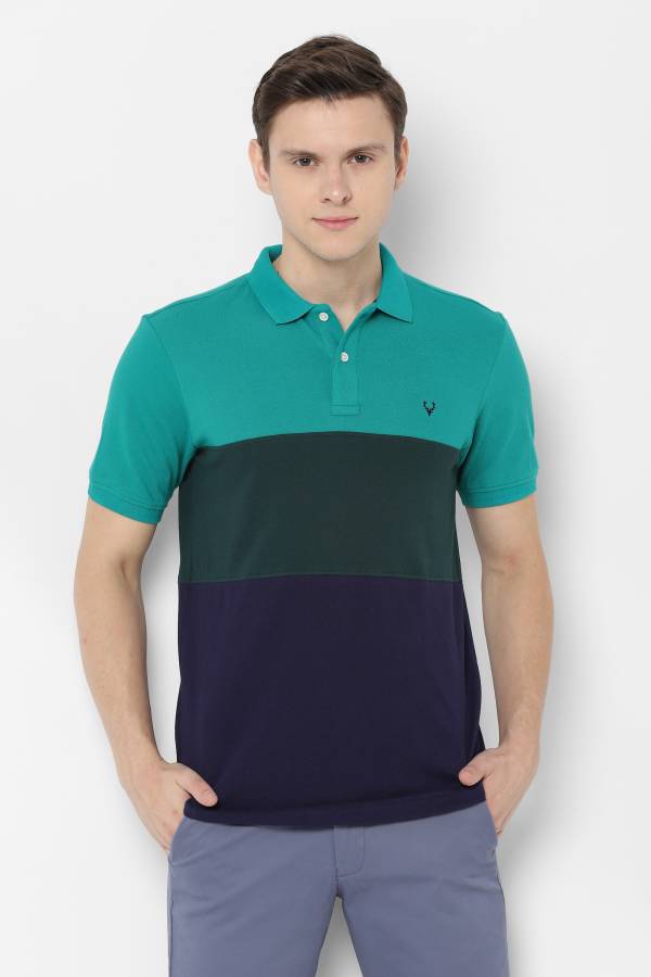 Solid Men Polo Neck Multicolor T-Shirt Price in India
