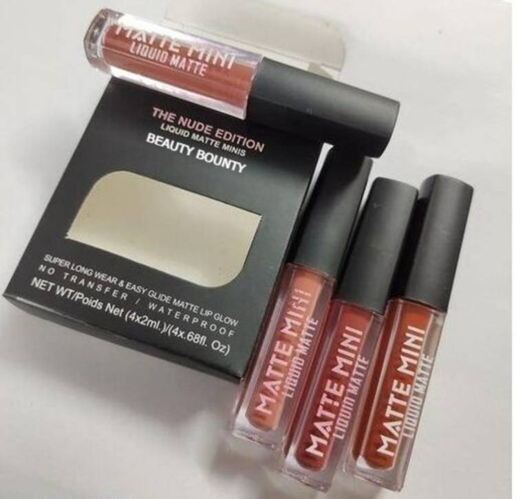 beauty bounty Non Transfer Waterproof Long Lasting Liquid Matte Mini Nude Lipsticks 20ml Price in India