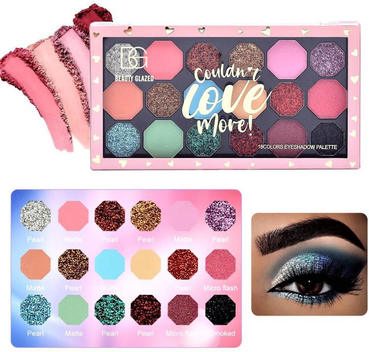 Beauty Glazed Couldn't Love More 18 Colors Eyeshadow Palette + Gliter Eyeshadow 18 g Price in India