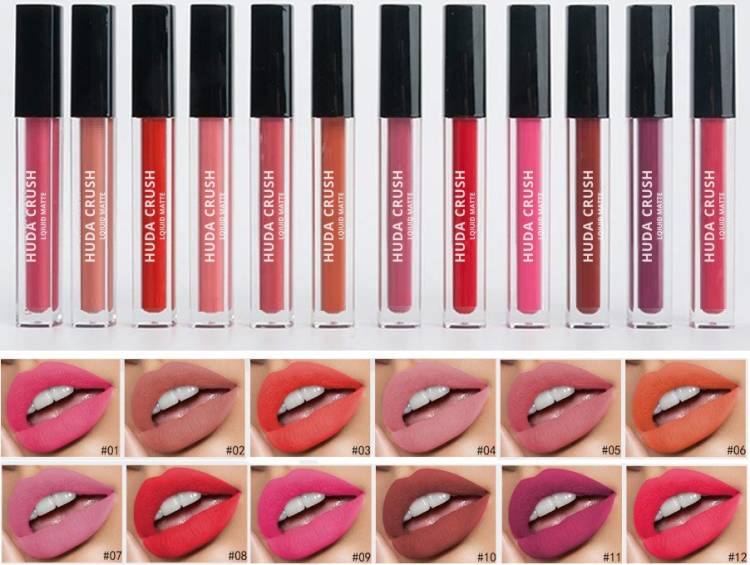 HUDA CRUSH Insta beauty Non Transfer Liquid Matte Lipsticks Set of 12 Price in India