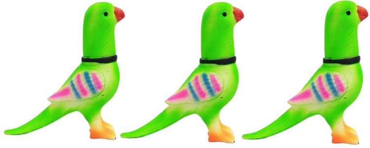 S Mark Parrot Toy with Sound for Kids and Baby | Pack of 3 | (Green Color)