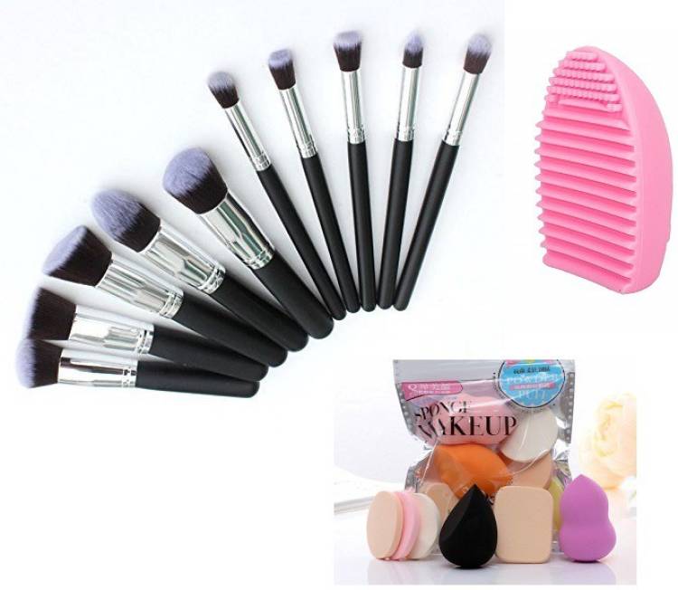 MY TYA 10 Piece Premium Makeup Brush Set + 6 Piece Makeup Sponges + Brush Cleaner Price in India
