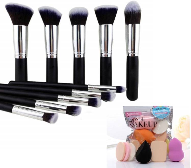 MY TYA Black Premium 10 Piece Makeup Brush Set + 6 Piece Makeup Sponges Price in India