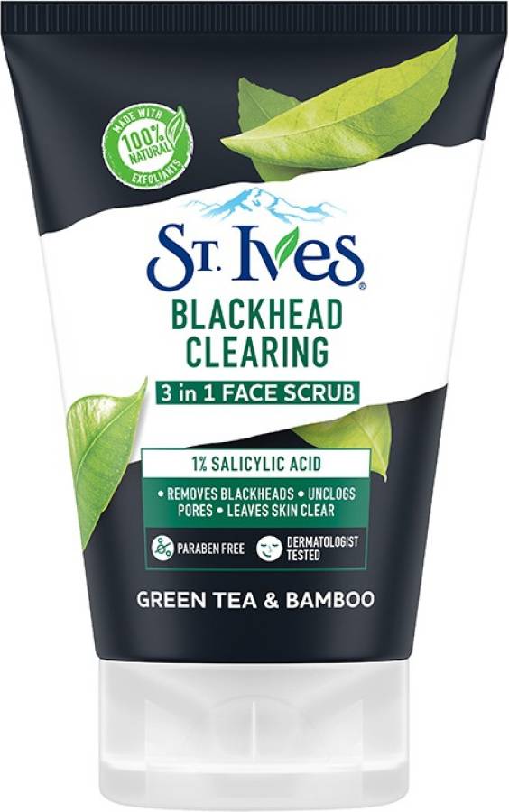 ST.IVES Green Tea & Bamboo Blackhead Clearing 3 in 1 Face Scrub with Salicylic Acid Scrub Price in India
