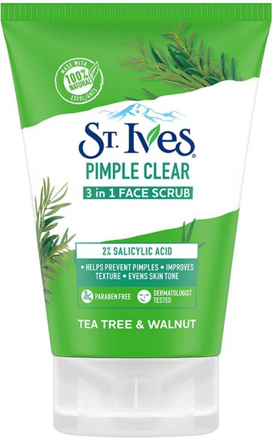 ST.IVES Tea Tree & Walnut Pimple Clear 3 in 1 Face Scrub with Salicylic Acid Scrub Price in India