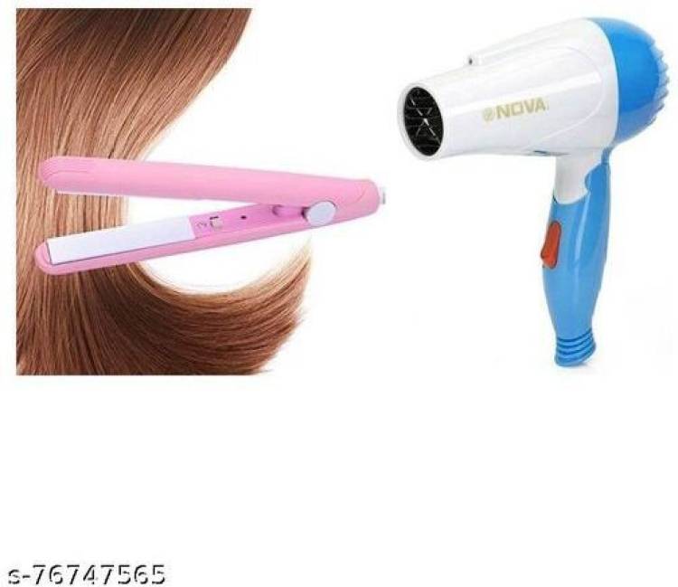 DWIJ Hair Dryer With Fold Able Handle And Mini Hair Straightener Travel Friendly Hair Styler Price in India
