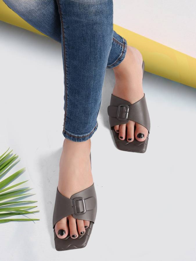 Women Grey Flats Sandal Price in India