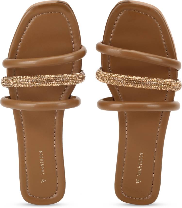 Women Brown Flats Sandal Price in India