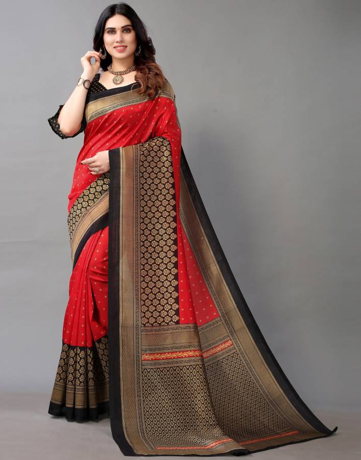 Printed, Geometric Print, Embellished Banarasi Silk Blend Saree Price in India
