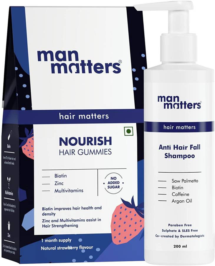 Man Matters DHT Blocker Anti Hair Fall Shampoo (200 ml) | Biotin Hair Gummies (30 No) Price in India