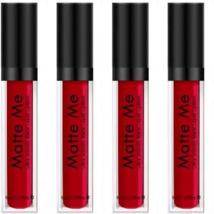 Valhalla liquid matte me lipstick longlasting red lipstick pack of 4 red edition 24ml Price in India