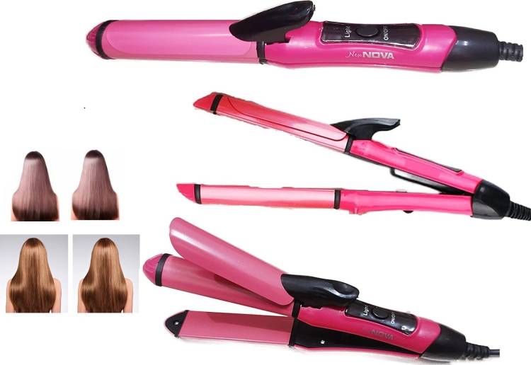 GHANISHKA Hair Curly & Straight Device for women 2 -in -1 Hair Straightener & Curler Set Electric Hair Curler Price in India