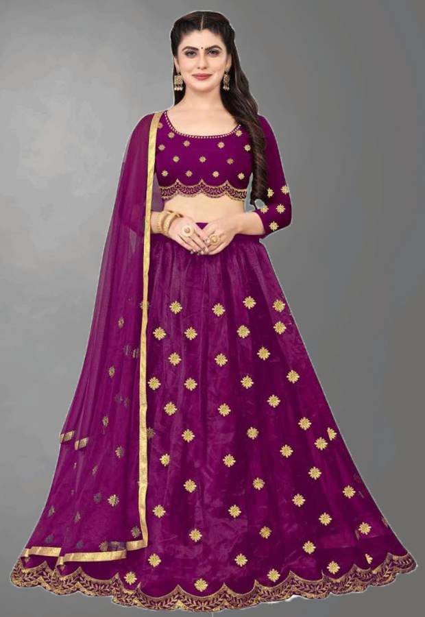 Embroidered Semi Stitched Lehenga Choli Price in India