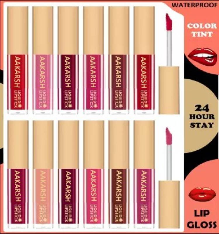 Aakarsh Sensational l-a-k-m-e Liquid Matte Water Proof Long Lasting Lipsticks Set of 12 Price in India