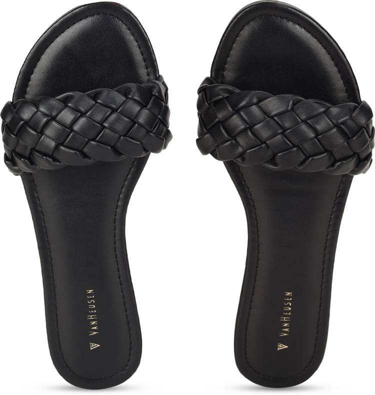 Women Black Flats Sandal Price in India