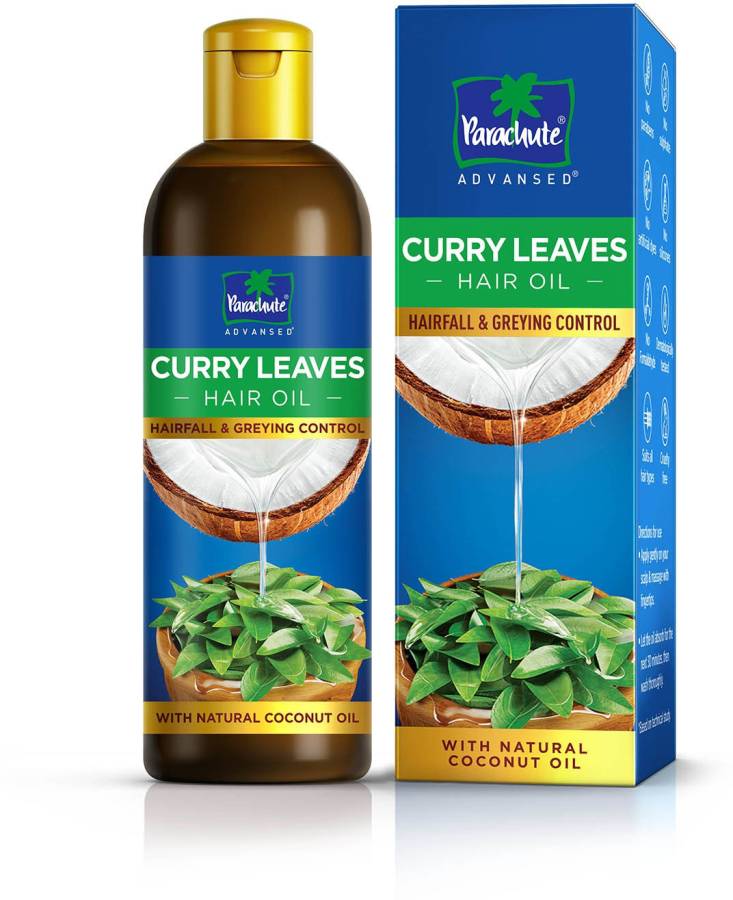 Parachute Advansed Curry Leaves Hair Oil for Hair Fall and Greying Control with Natural Coconut Oil Hair Oil Price in India
