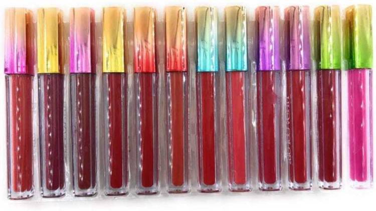My Colors Matte Liquid Lip Gloss Set Pack 12 x 6ml Multicolor - PK-18 Price in India