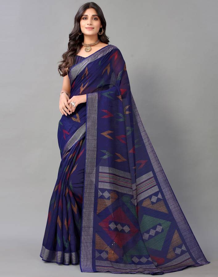 Printed, Geometric Print, Woven, Embellished Bollywood Pure Cotton Saree Price in India