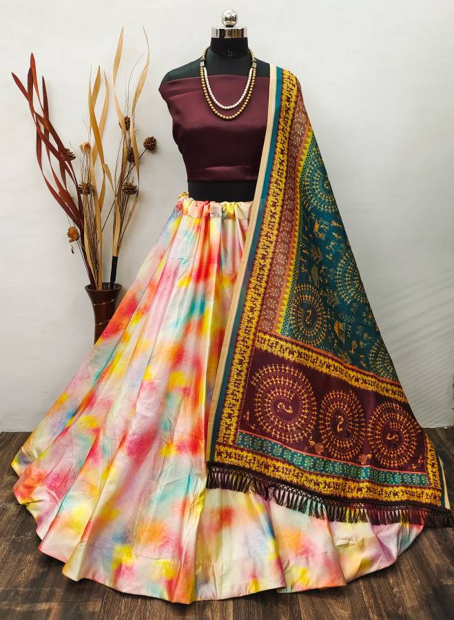 Digital Print, Printed, Embellished, Self Design Semi Stitched Lehenga Choli Price in India