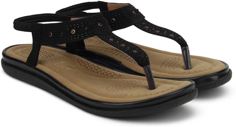 Women Black Flats Sandal Price in India