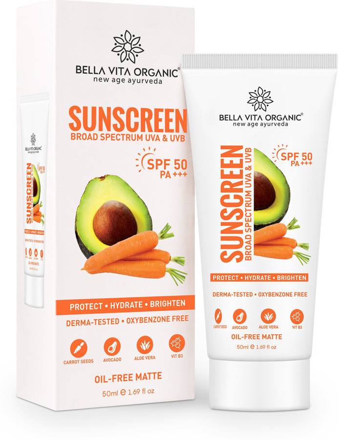 Bella vita organic Matte Sunscreen SPF 50 PA+++ | Protects & Hydrate Skin, Non Greasy 50 ml - SPF 50 PA++++ Price in India