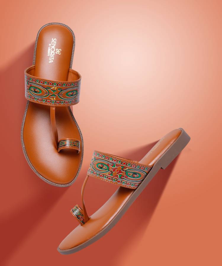 Women SRRE-2 Tan Flats Sandal Price in India
