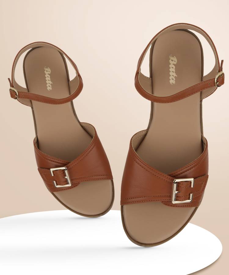 Women MYRA Brown Flats Sandal Price in India