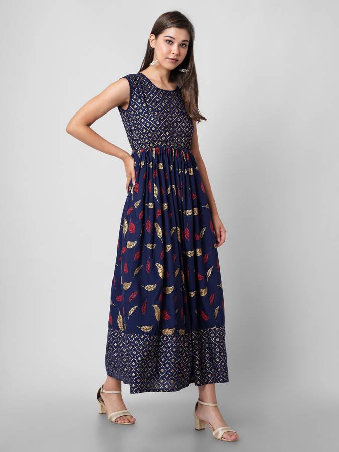 Women Maxi Blue Dress Price in India