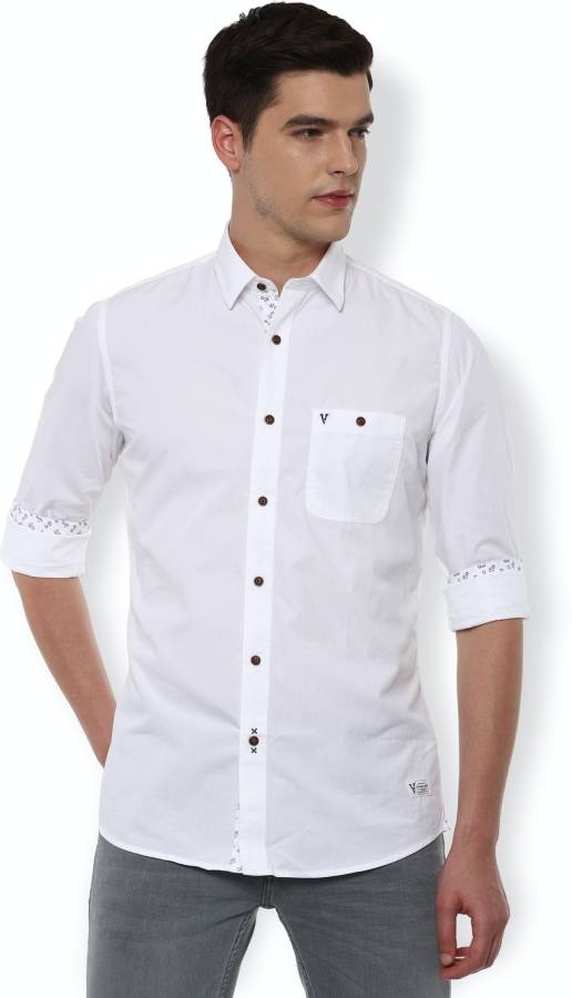 Men Slim Fit Solid Spread Collar Casual Shirt Price in India
