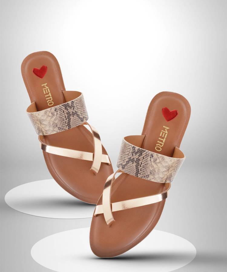 Women Brown, Copper Flats Sandal Price in India