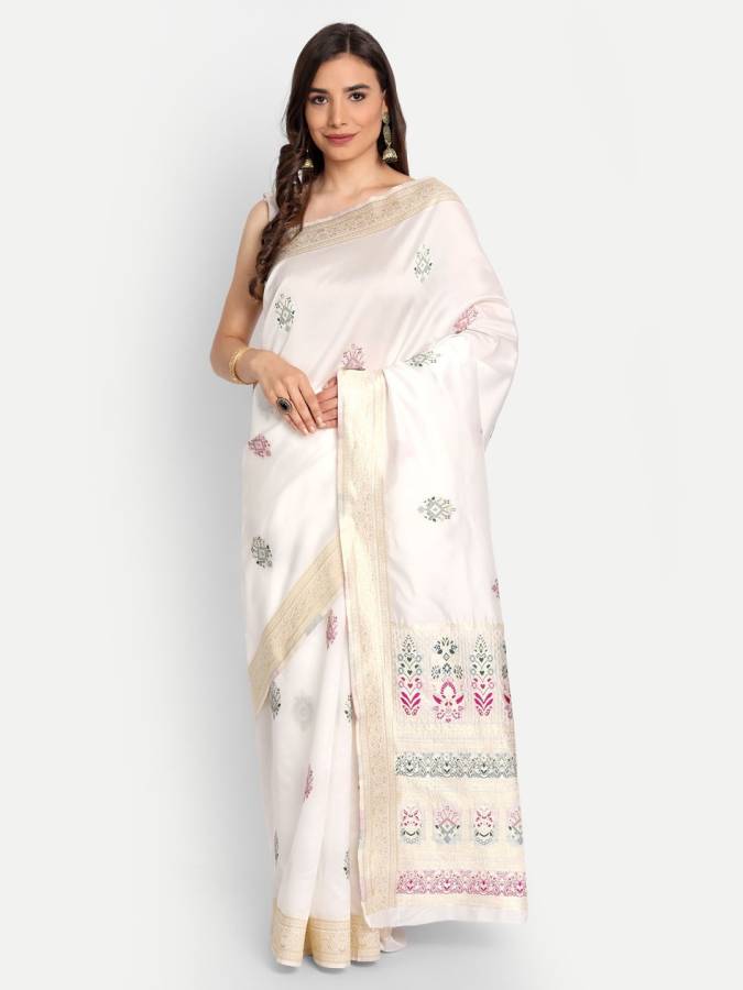 Woven Banarasi Jacquard, Cotton Silk Saree Price in India