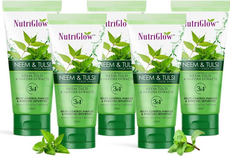 NutriGlow Neem Tulsi  65ml (Pack Of 5) Face Wash Price in India