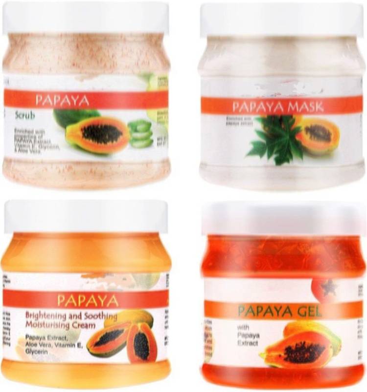 feelhigh Papaya Scrub, Mask, Cream and Gel,500ml each Enriched with Properties of Papaya Extract, PACK OF 4 Price in India