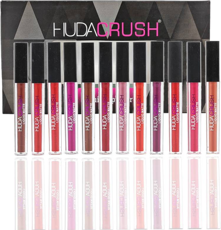 HUDA CRUSH BEAUTY Lipstick Matte Waterproof Liquid Lipsticks Set of 12 Price in India