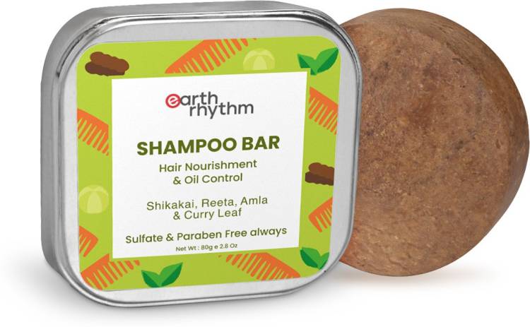 Earth Rhythm Shikakai Shampoo Bar, for Softer & Shiner Hair, Men & Women, Tin- 80ml Price in India