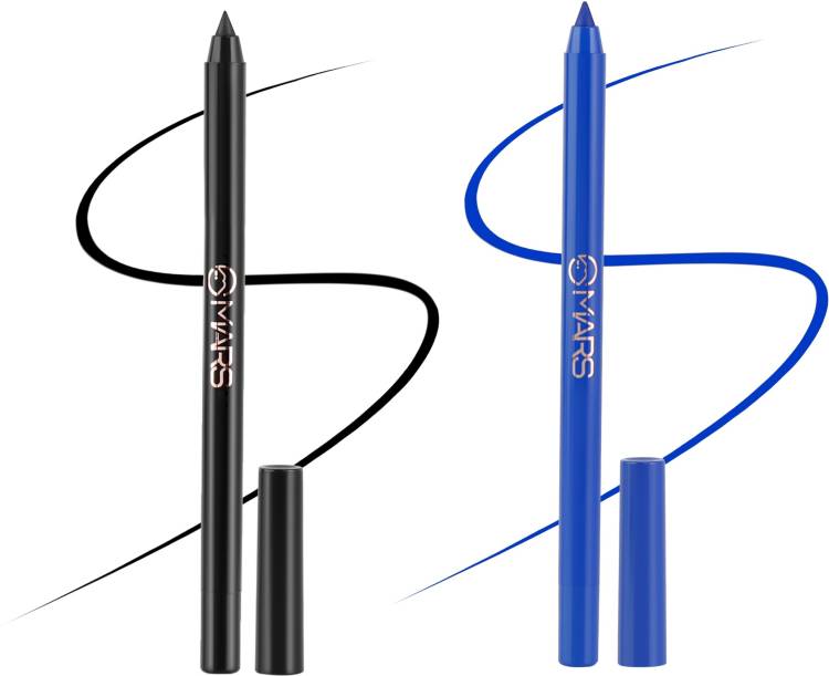 MARS Highly pigmented smudge proof water proof Kajal Velour Black and High Tide Blue Price in India