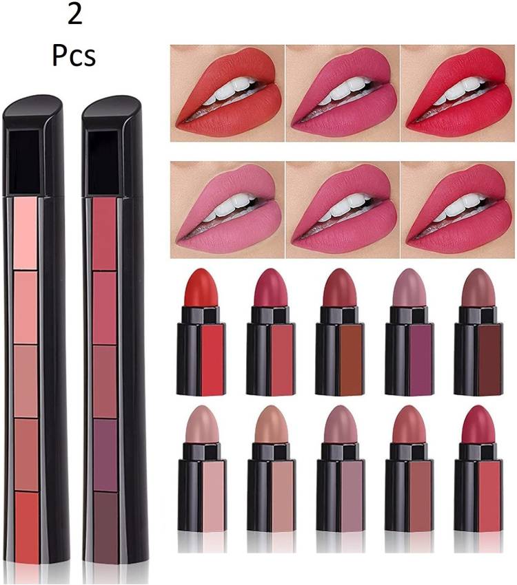 glambelle 5 in 1 Forever Enrich Matte Lipstick, The Red & Nude Pack of 2 Price in India