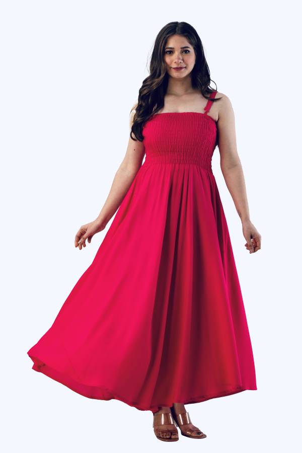 Women Fit and Flare Pink Dress Price in India