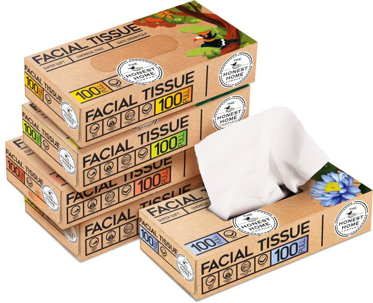 the honest home company 2 Ply Facial Tissues Carton Box - 100 Pulls ( Pack of 5, 500 Pulls ) Price in India