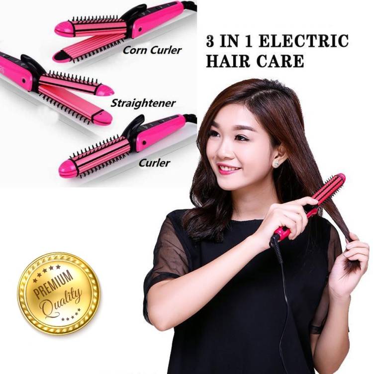 NVA Nova NHC-8890 Professional 3in1 electric straightner corded hair styler smooth curler forwomen Hair Styler Price in India